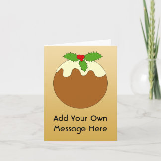 Cartes Pour Fêtes Annuelles Pudding de Noël. Arrière - plan couleur or.