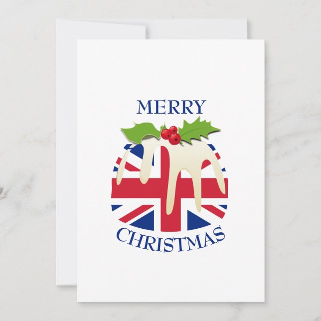 Cartes Pour Fêtes Annuelles Pudding Festif avec | UNION JACK | Noël (Devant)