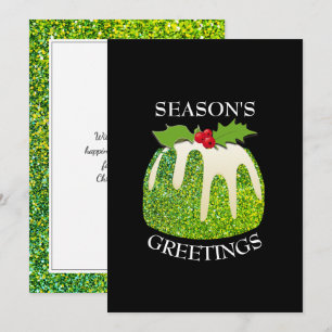 Cartes Pour Fêtes Annuelles Pudding Festif moderne vert SCINTILLE Noël