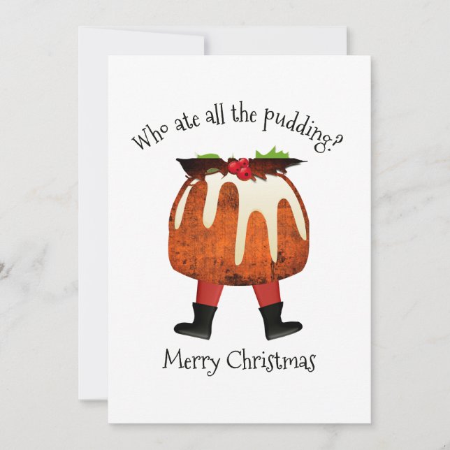 Cartes Pour Fêtes Annuelles Pudding Humour Joyeux Noël (Devant)
