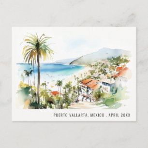 Cartes Pour Fêtes Annuelles Puerto Vallarta Mexique Paysage Aquarelle Voyage