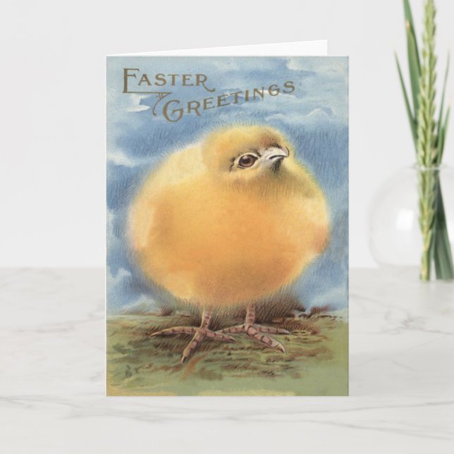 Cartes Pour Fêtes Annuelles Puffball Fluffy Chick de Pâques (Devant)