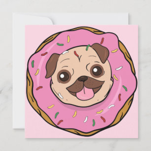 Cartes Pour Fêtes Annuelles Pug beignet