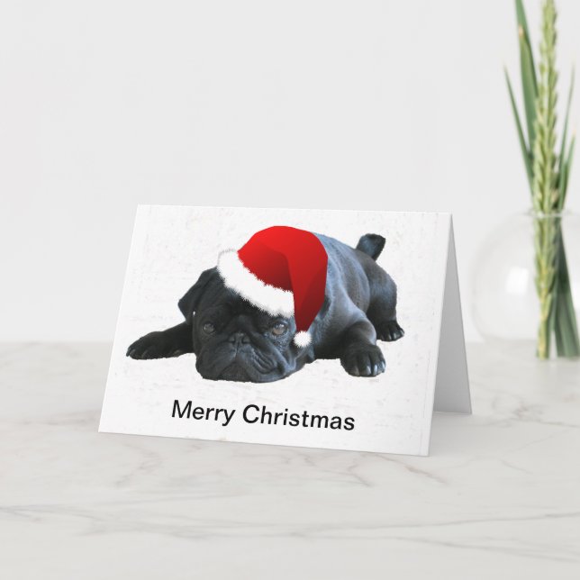 Cartes Pour Fêtes Annuelles Pug Christmas Card (Devant)
