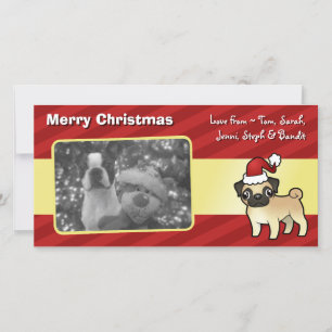 Cartes Pour Fêtes Annuelles Pug de Christmas