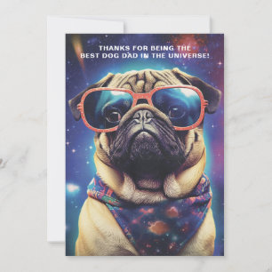 Cartes Pour Fêtes Annuelles Pug de l'espace drôle avec des lunettes de soleil