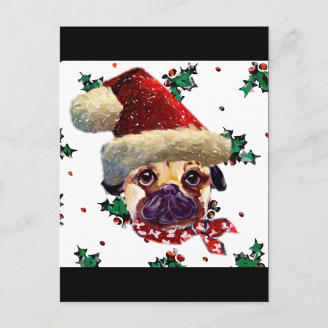 Cartes Pour Fêtes Annuelles Pug de Noël (Devant)