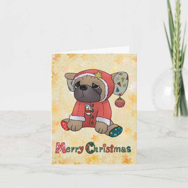 Cartes Pour Fêtes Annuelles Pug de Noël (Devant)