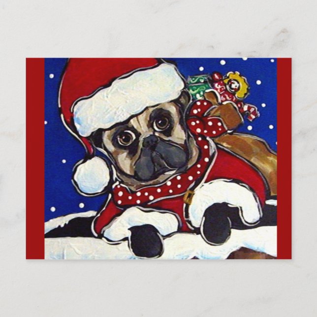 Cartes Pour Fêtes Annuelles Pug de vacances (Devant)