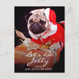 Cartes Pour Fêtes Annuelles Pug wearing a Santa