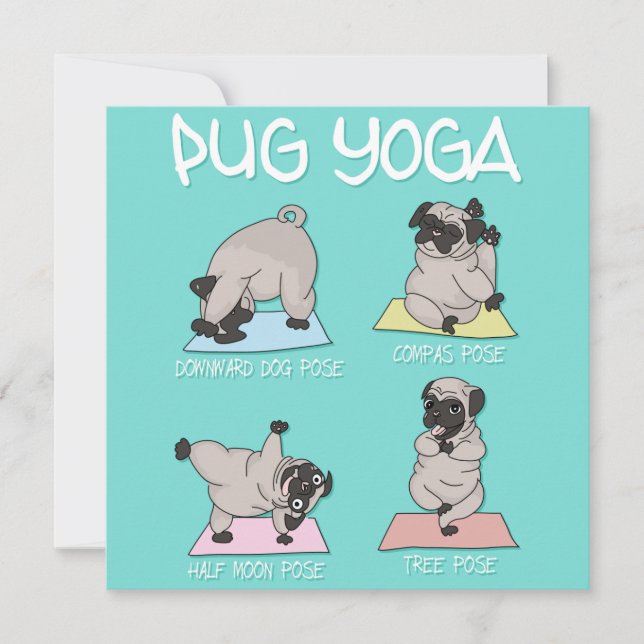 Cartes Pour Fêtes Annuelles Pug Yoga (Devant)