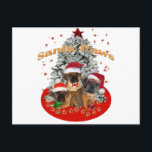Cartes Pour Fêtes Annuelles Puggle Santa Paws<br><div class="desc">Santa Paws Puggle Christmas design featuring three adorable puggle puppies wearing Santa hats and standing in front of Christmas tree. Puggle Christmas Design you veut want to wear during the holidays.</div>