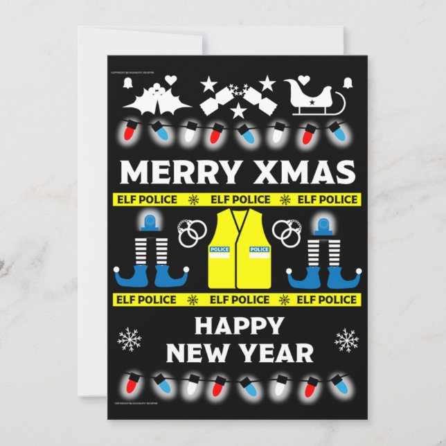 Cartes Pour Fêtes Annuelles Pugilant de Noël moche d'agent de police   (Devant)