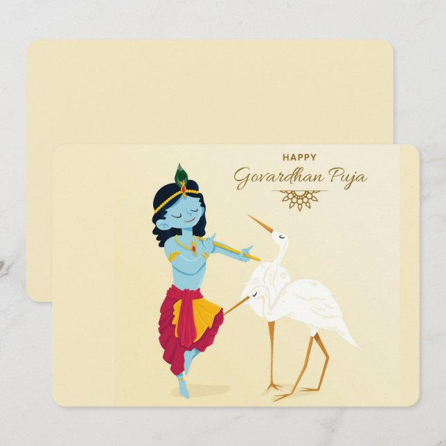 Cartes Pour Fêtes Annuelles Puja de Govardhan (Devant / Derrière)