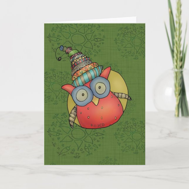 Cartes Pour Fêtes Annuelles Puki le hibou de vacances (Devant)
