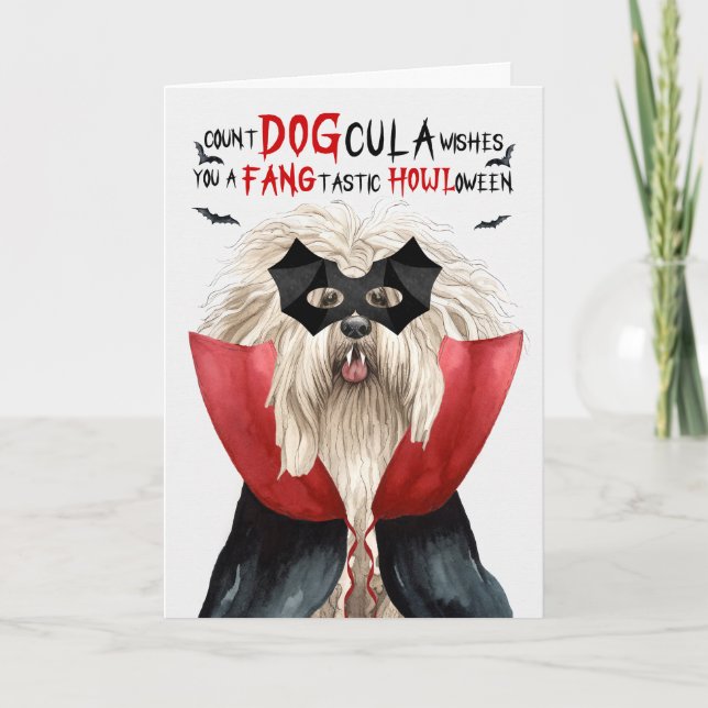 Cartes Pour Fêtes Annuelles Puli Chien drôle Nombre DOGcula Halloween (Devant)