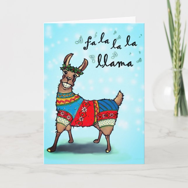 Cartes Pour Fêtes Annuelles PULL DE NOËL Lama (Devant)
