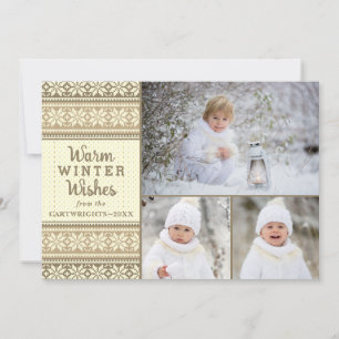 Cartes Pour Fêtes Annuelles Pull Snowflake Marron Sweater Chaud Vœux d'Hiver 3