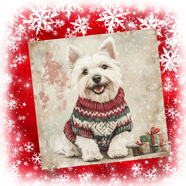 Cartes Pour Fêtes Annuelles Pull Westie de Noël (Créateur téléchargé)