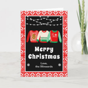 CARTES POUR FÊTES ANNUELLES PULLS DE NOËL LAIDS ROUGE JOYEUX NOËL