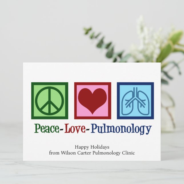 Cartes Pour Fêtes Annuelles Pulmonologue personnalisable Peace Love (Debout devant)