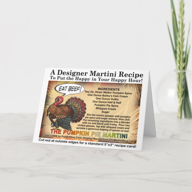 CARTES POUR FÊTES ANNUELLES PUMPKIN PIE THANKSGIVING COCKTAIL RECIPE CARD (Devant)