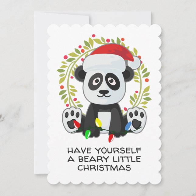 Cartes Pour Fêtes Annuelles Pun de chanson de Noël drôle Panda (Devant)