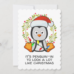 Cartes Pour Fêtes Annuelles Pun de chanson de Noël drôle Pingouin