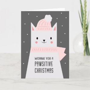 Cartes Pour Fêtes Annuelles Pun pour animaux de Noël, chat mignon