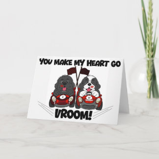 Cartes Pour Fêtes Annuelles Puppy Dog Race Car You make my heart go VROOM