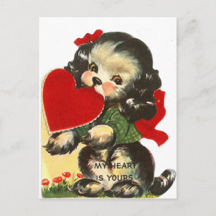Cartes Pour Fêtes Annuelles Puppy heart   Vintage Valentine  