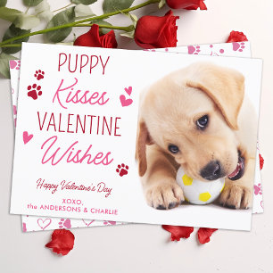 Cartes Pour Fêtes Annuelles Puppy Kisses Valentine souhaite personnalisé chien