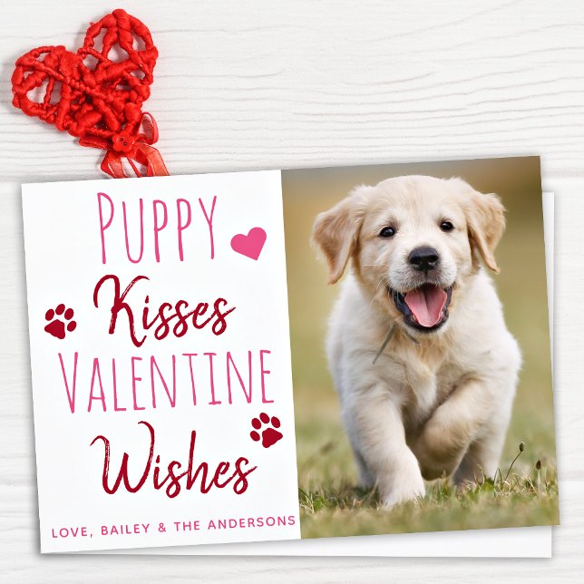 Cartes Pour Fêtes Annuelles Puppy Kisses Valentine Wings Puppy Chien Photo (Créateur téléchargé)