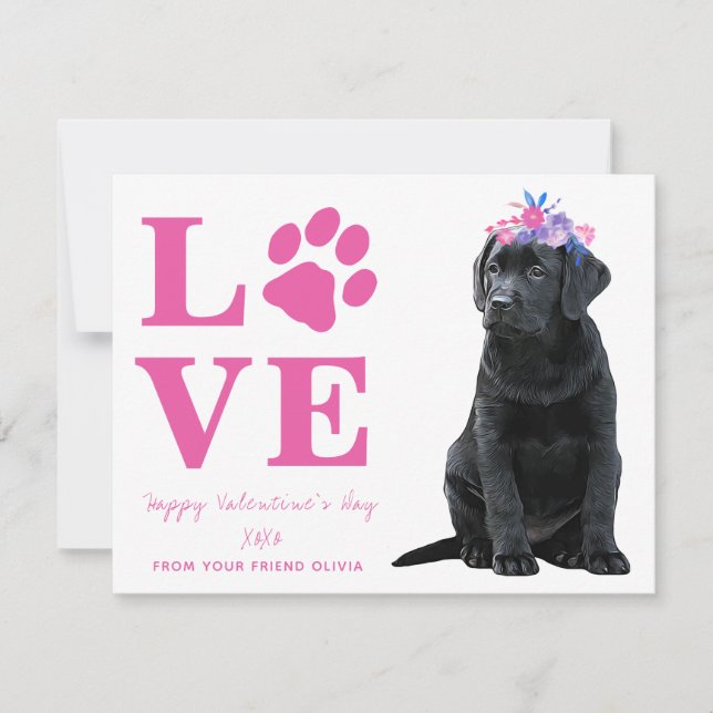 Cartes Pour Fêtes Annuelles Puppy Love Chien Pink Kids Valentines Day (Devant)
