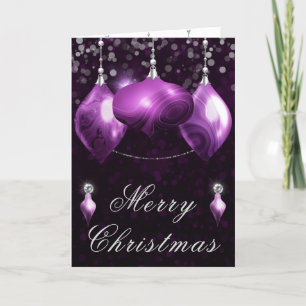 Cartes Pour Fêtes Annuelles Purple Agate Baubles Soirée de Noël
