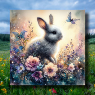 Cartes Pour Fêtes Annuelles Purple Aquarelle Florale Lapin Chrétien Pâques