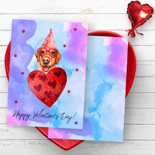 Cartes Pour Fêtes Annuelles Purple Blue Labrador Valentine's Day Cadeau chien