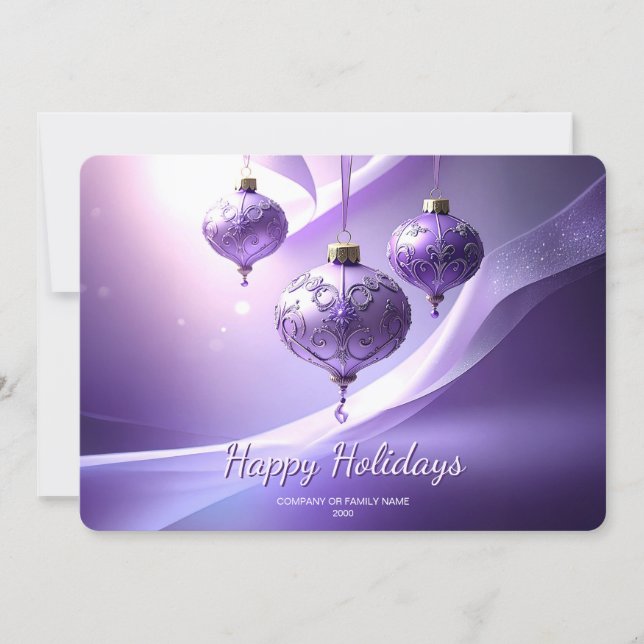 Cartes Pour Fêtes Annuelles Purple Decorative Christmas Ball Holiday Card (Devant)