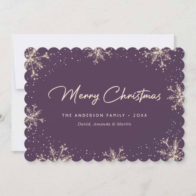 Cartes Pour Fêtes Annuelles Purple Elegant Modern Snowflake Christmas Card (Devant)