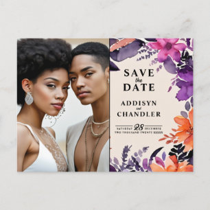 Cartes Pour Fêtes Annuelles Purple enchanté + Mariage d'Halloween floral orang