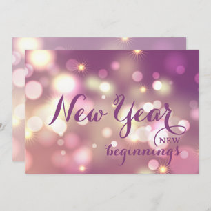 Cartes Pour Fêtes Annuelles Purple et or Bonne année de voeux