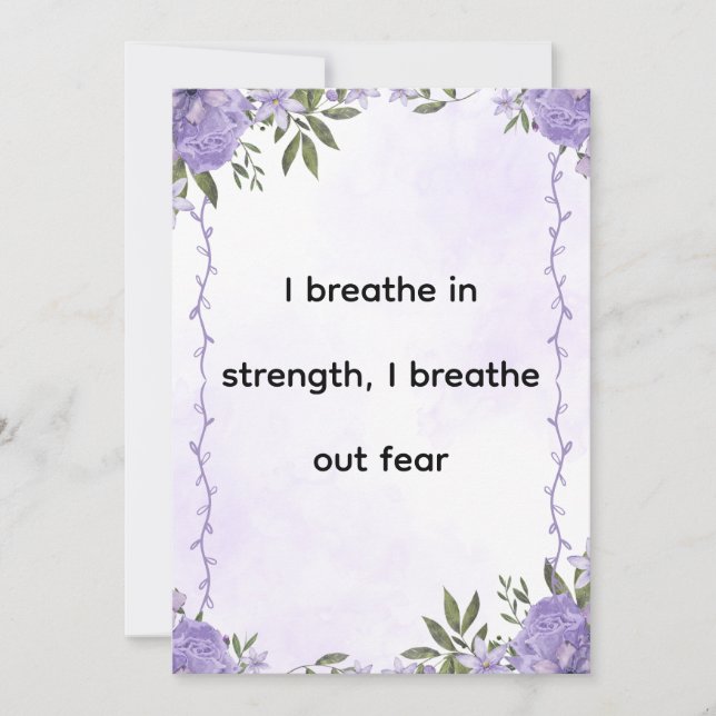 Cartes Pour Fêtes Annuelles Purple Floral Strength & Calm Affirmation (Devant)