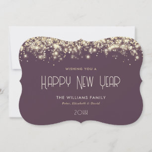 Cartes Pour Fêtes Annuelles Purple Gold Foil Parties scintillant Bonne année C