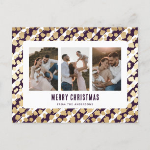 Cartes Pour Fêtes Annuelles Purple Gold Stars 3 Photo Joyeux Noël