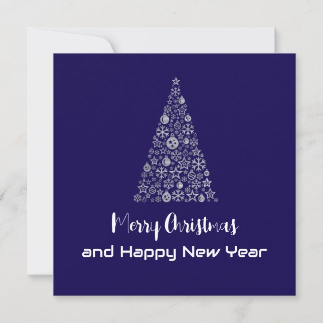 Cartes Pour Fêtes Annuelles Purple greeting card Merry Christmas New Year tree (Devant)
