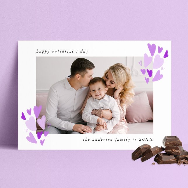 Cartes Pour Fêtes Annuelles Purple Hearts Photo Saint-Valentin (Créateur téléchargé)