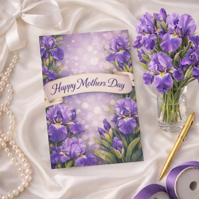 Cartes Pour Fêtes Annuelles Purple Iris Mother’s Day Greeting Design (Créateur téléchargé)