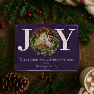 Cartes Pour Fêtes Annuelles Purple Joy Christmas Wreath Photo