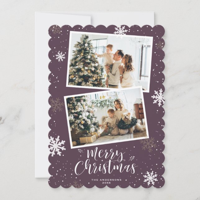 Cartes Pour Fêtes Annuelles Purple Joyeux Noël 2 Photo (Devant)