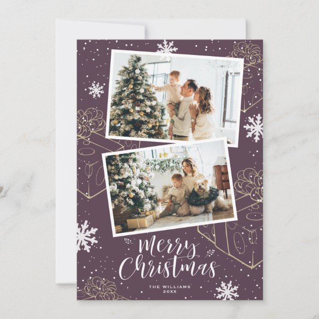 Cartes Pour Fêtes Annuelles Purple Joyeux Noël 2 Photo (Devant)